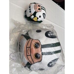 New York NY Jets Ty Plush Green White Fleece Round 2012 10" And 5” Plush RARE